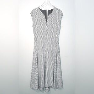ME+EM Jacquard Pointe Cap Sleeve Cream Black Knit Maxi Dress Size 10 NWT